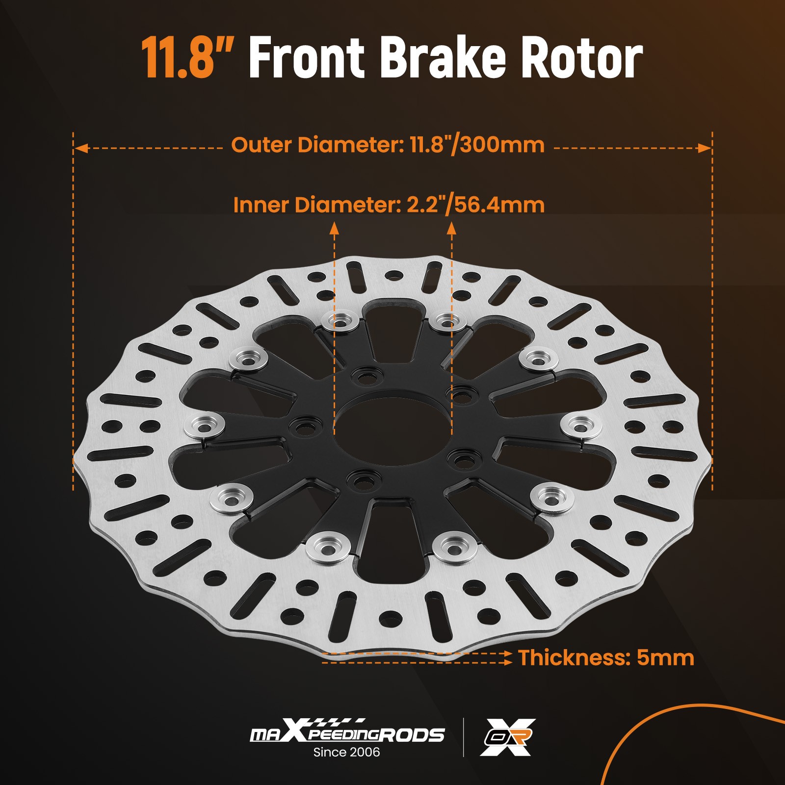 11.8in. Floating Front Brake Rotor Disc for Harley-Davidson Sportster 2014-2024