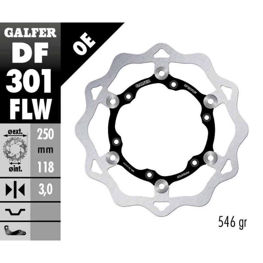 Galfer Floating Wave Brake Rotor – Front – Black, Front DF301FLW