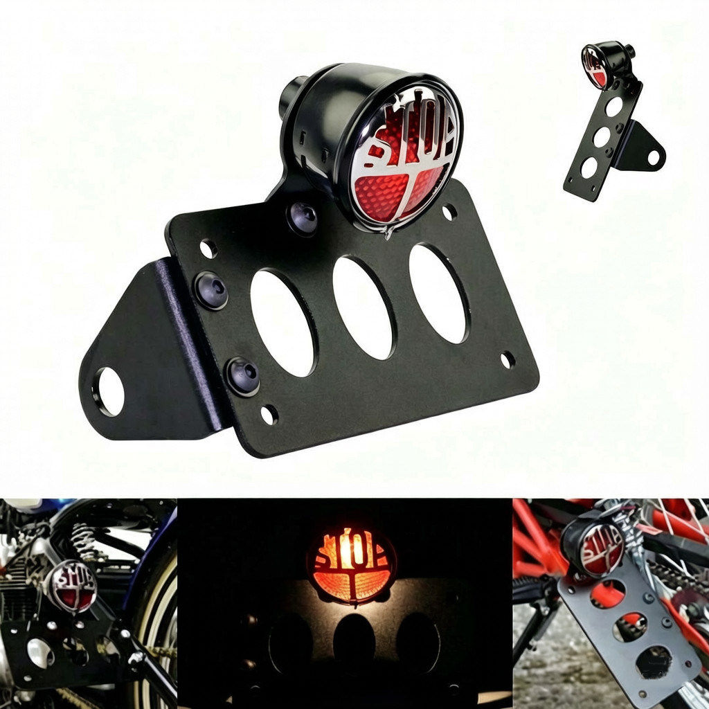 Motorcycle Side Mount Tail Light License Plate Bracket For Harley Chopper Bobber