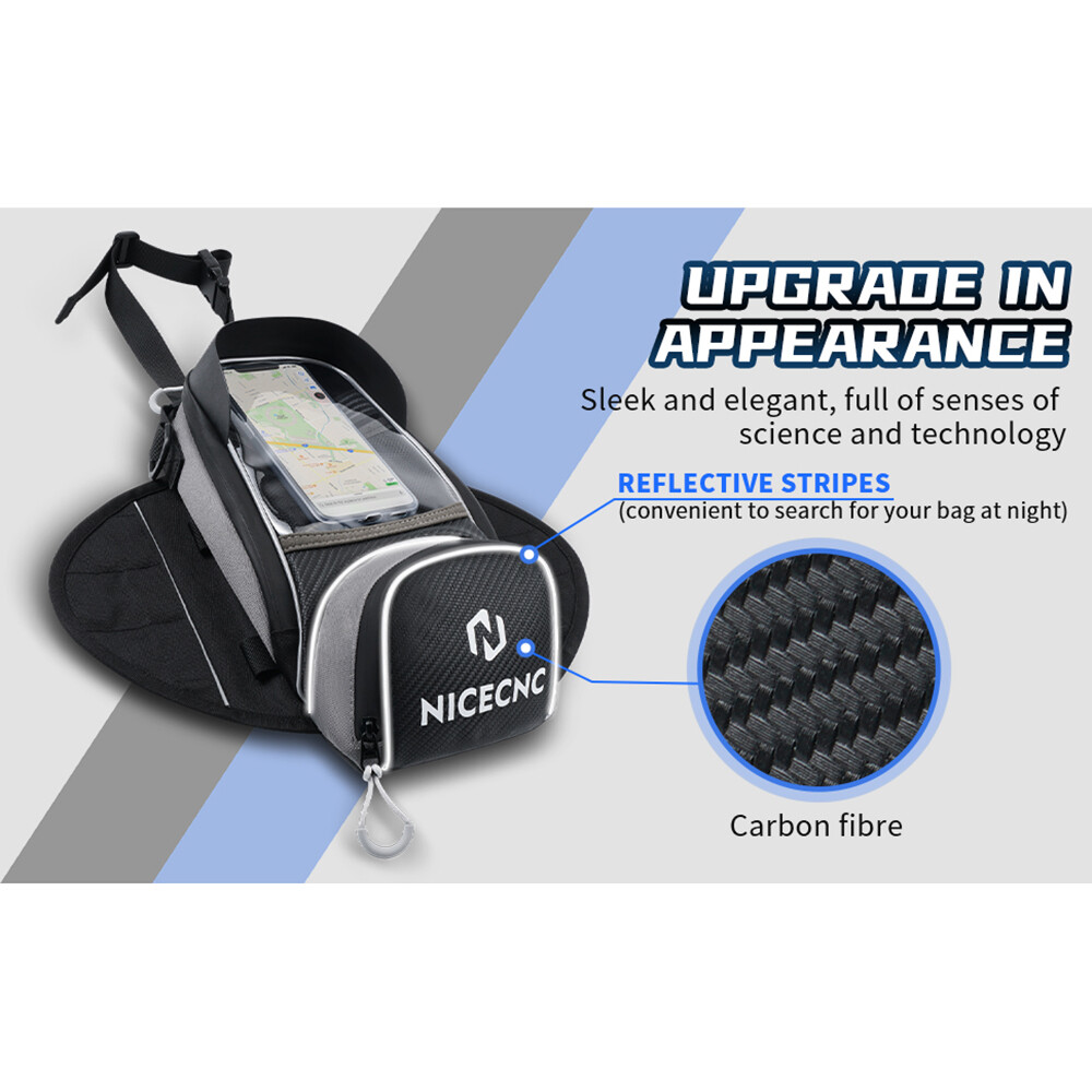 Waterproof Motorcycle Fuel Tank Bag Magnetic Motorbike Luggage Phone Storage Bag