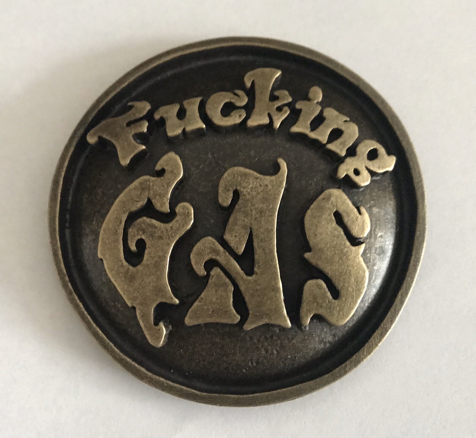 UNIQUE RARE ANTIQUE BRASS HARLEY-DAVIDSON MOTORCYCLE F**KING GAS CAP COVER SW