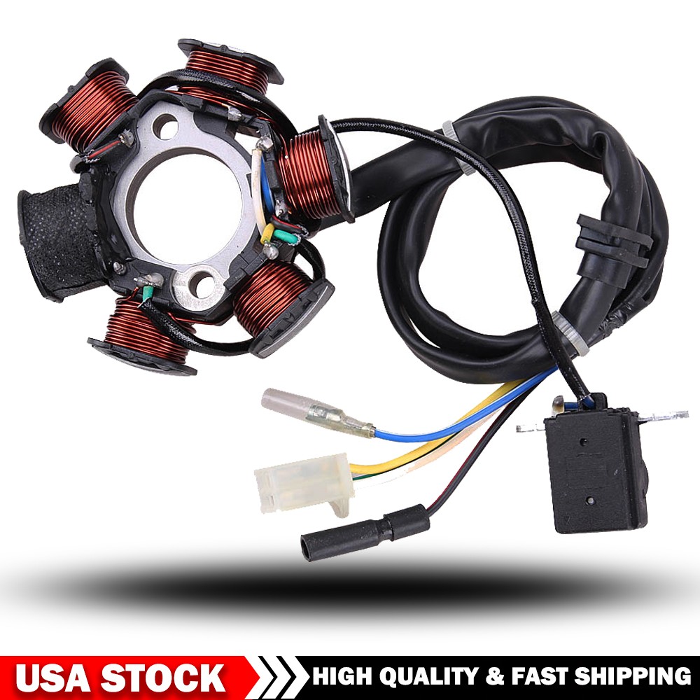 GY6 50cc 110cc 125cc 150cc Moped Scooter ATV Magneto Stator 6 Pole Coil 4 Wire