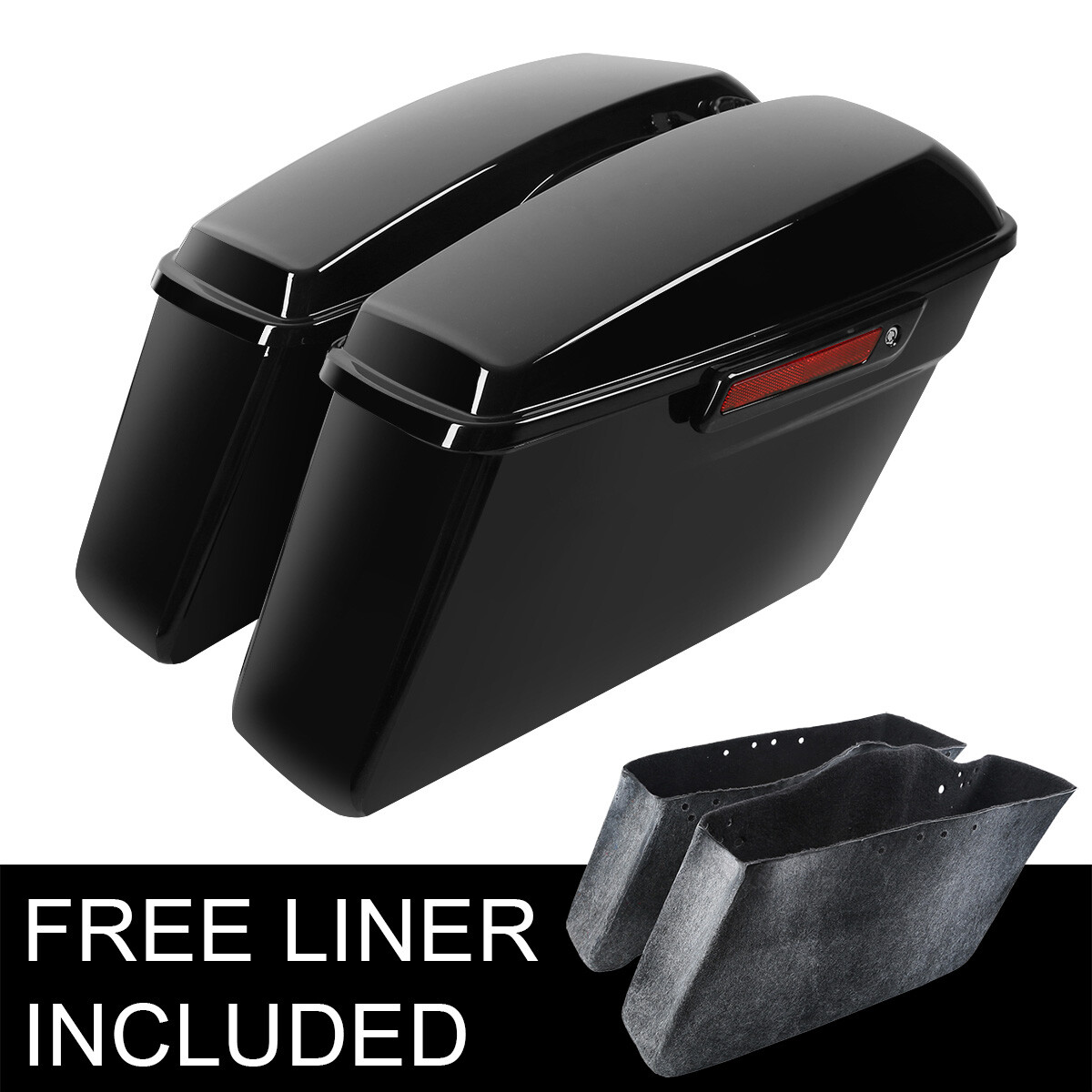 Vivid Black Hard Saddle Bags w/ Latch Fit For Harley Touring Glide 2014-2023