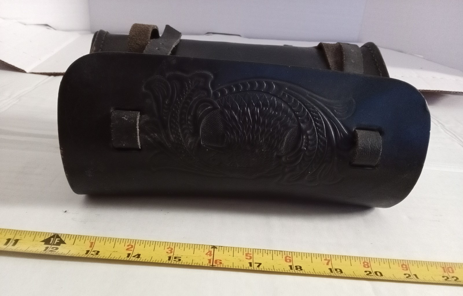 Genuine Leather Eagle Motorcycle storage accessory bag.