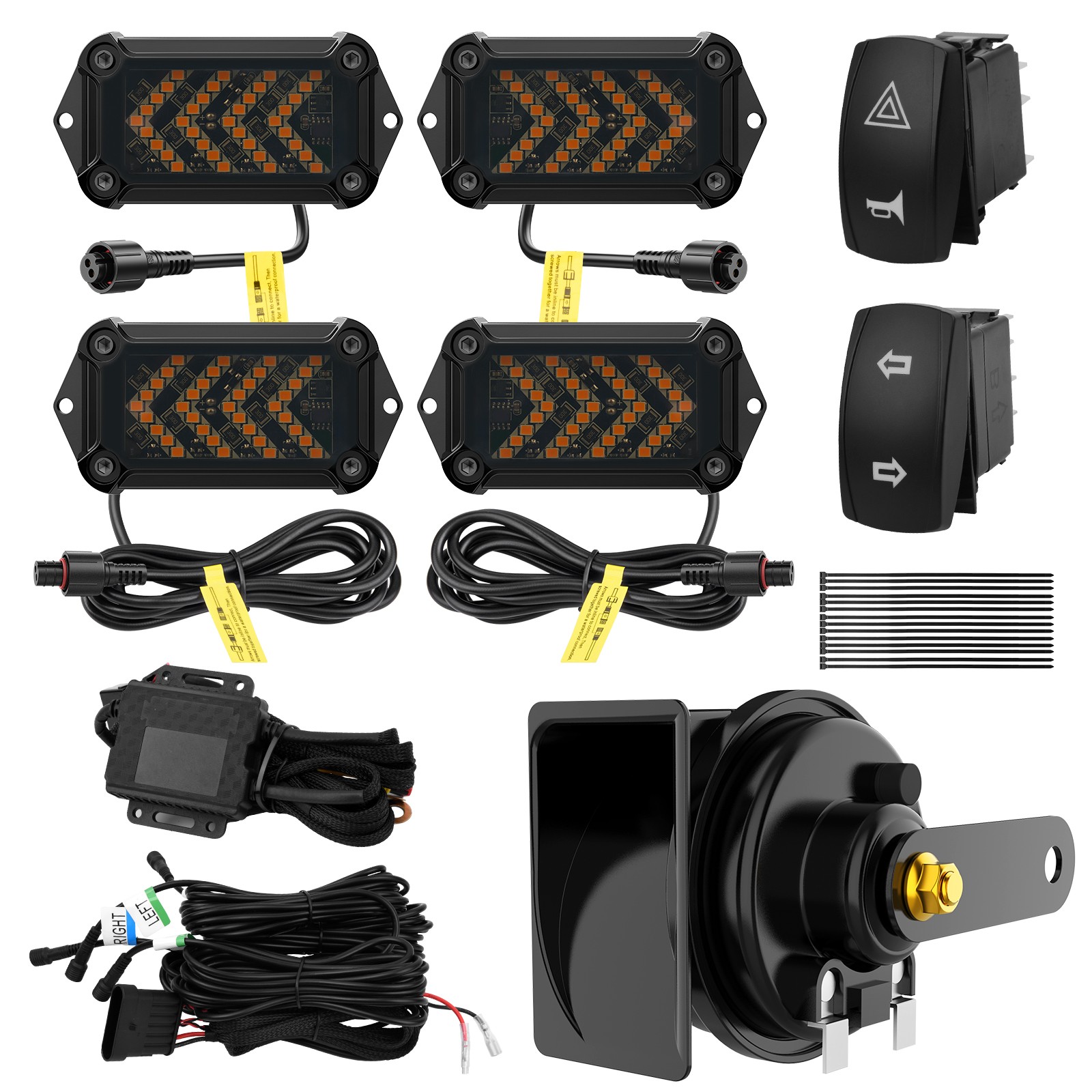 Street Legal UTV Turn Signal Kit with 110dB Horn, UTV Blinker with Rocker Switc