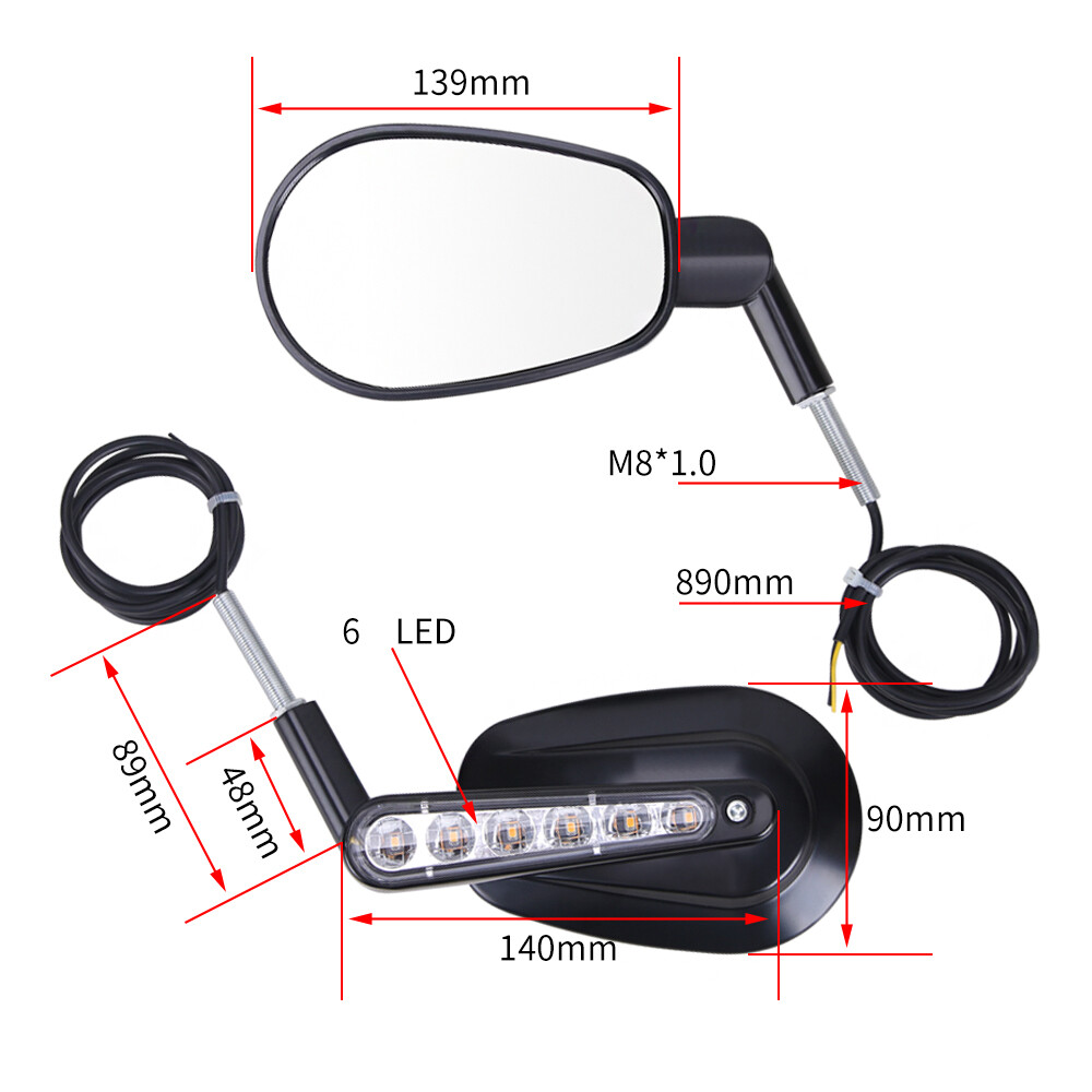 For 2009-2017 Harley V-Rod Muscle VRSCF Rearview Mirror w/LED Turn Signal Light