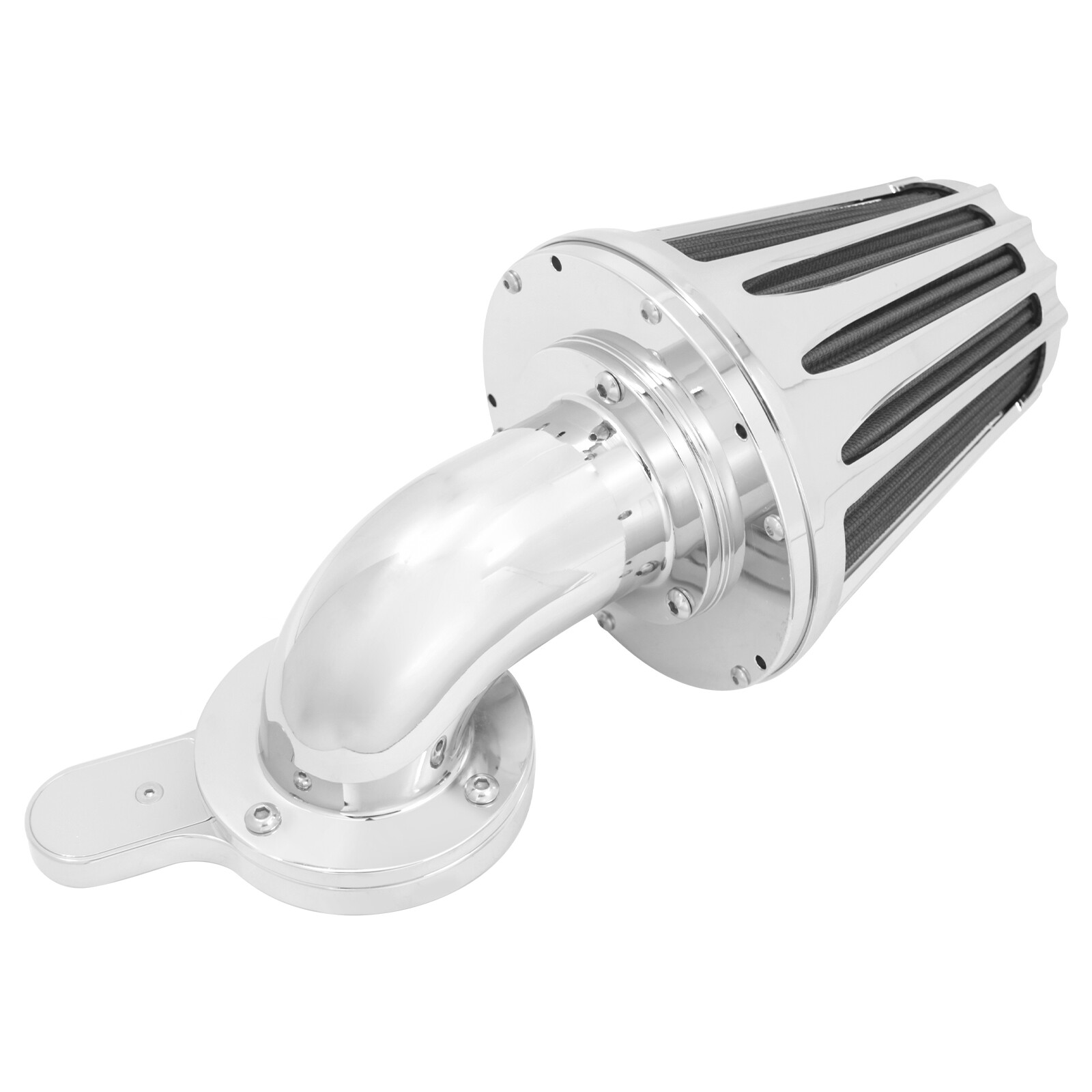 Chrome Grey Intake Cone Air Cleaner Filter Fit For Harley FXR 2000-17 FLH 00-07