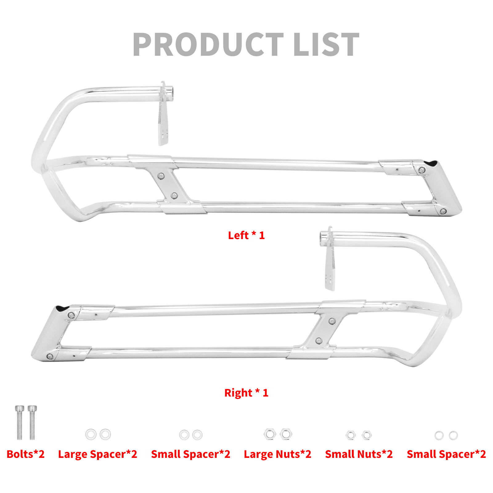 Chrome Hard Saddlebag Guard Rails For Harley Touring Road King Glide 2014-2023