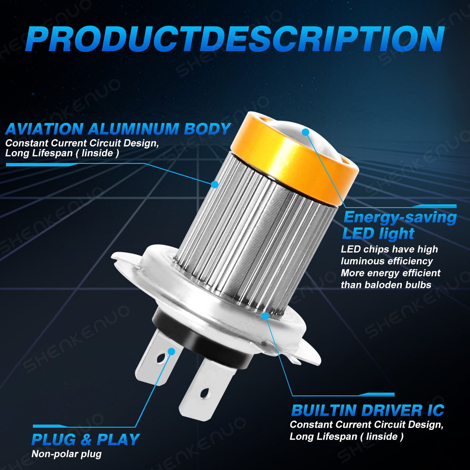 H7 LED Headlight Bulbs 5000K For Kawasaki Ninja ZX6R 2013-2018 & ZX6RR 2003-2006
