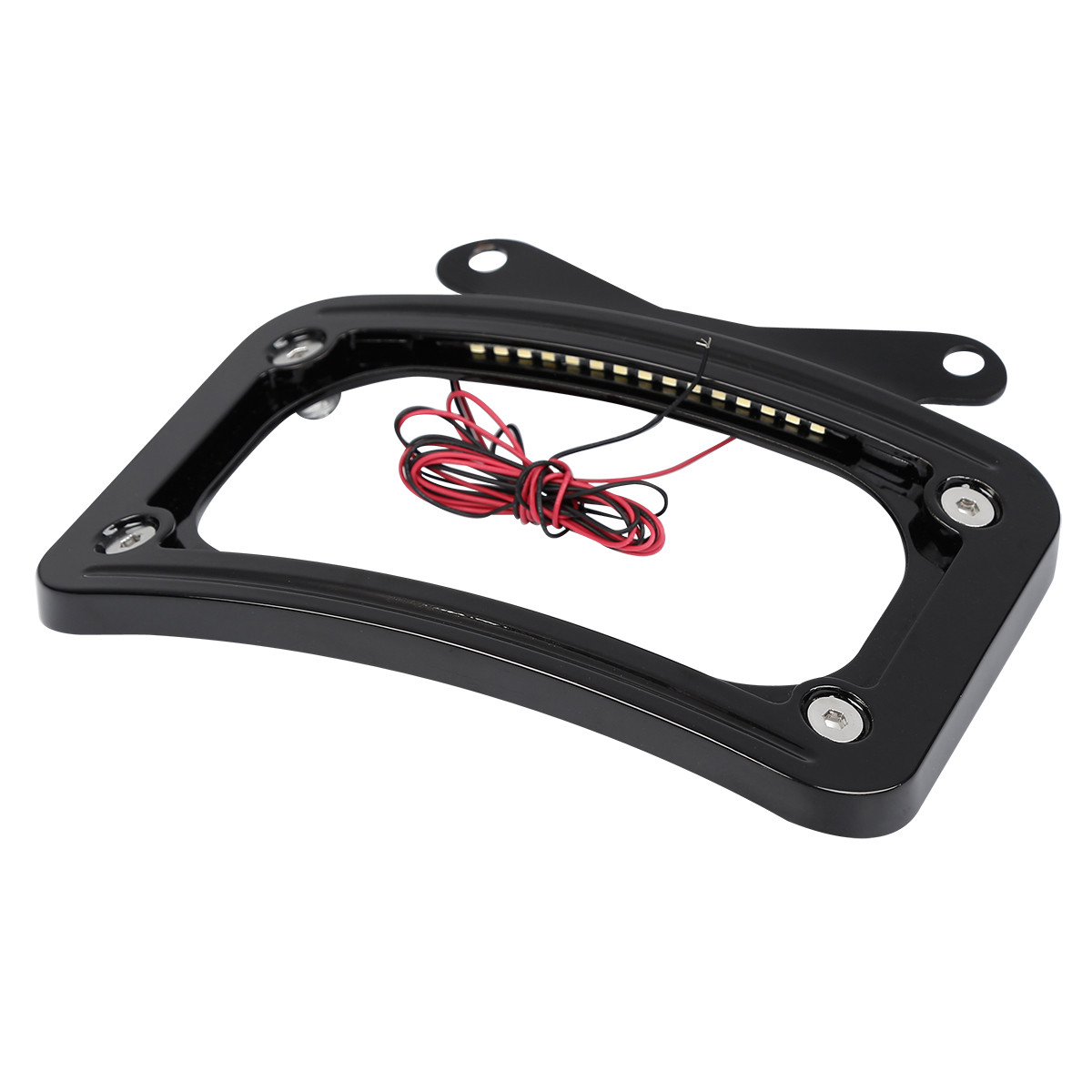 Curved License Plate Frame w/ LED Light Fit For Harley Touring Street Road Glide