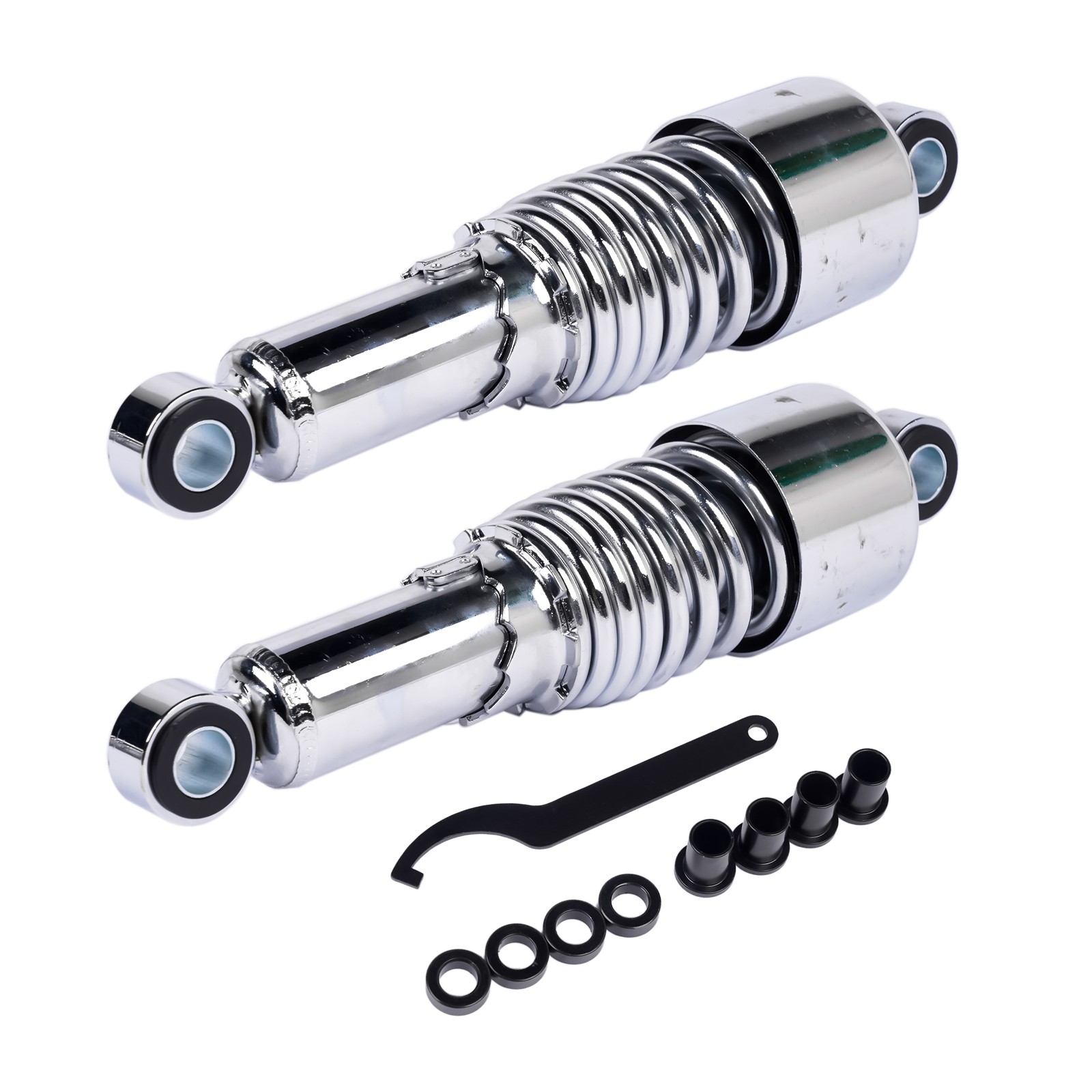 Pair Chrome Rear Shocks Absorber 10.5” For Harley Dyna Sportster 88-03 2004-15