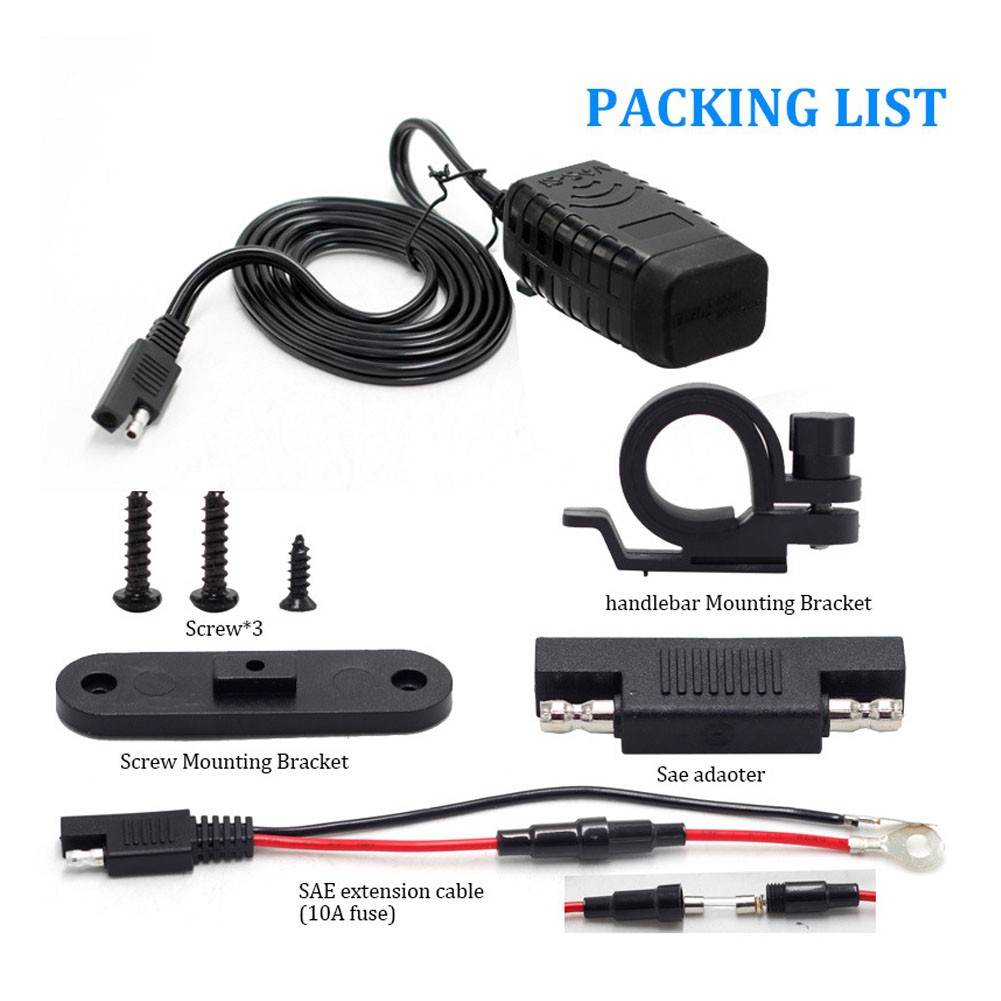 Motorcycle USB Type C Port | 12V Voltmeter QC3.0 Fast Charger for 7/”Handlebar
