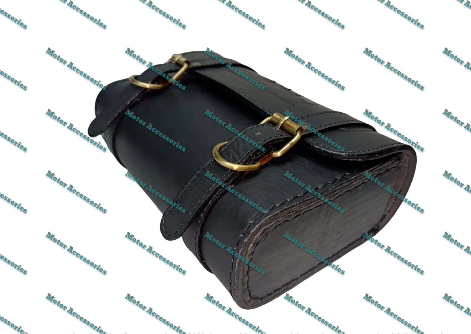 Fit For Indian Motorcycles Pure Leather Black Rectangle Engraved Tool Roll Bag
