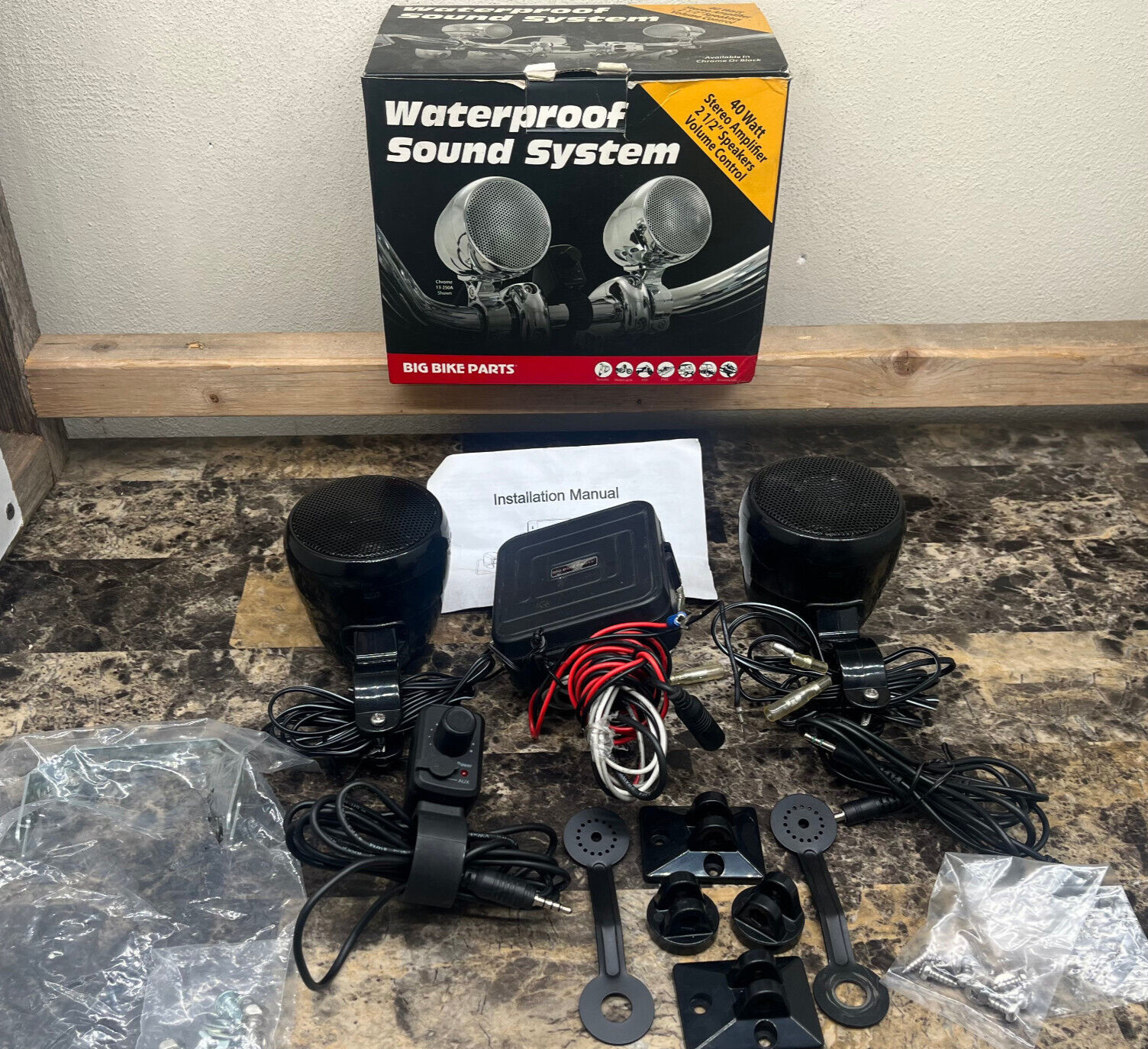 Big Bike Parts Waterproof Sound System 40W Speaker & Amp Set 13-250BK