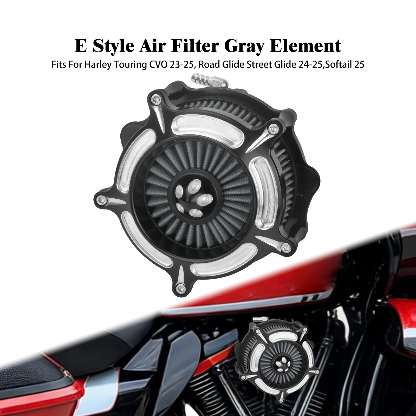 Air Filter Turbine Intake Cleaner For Harley Touring 24-Up Softail Breakout 25