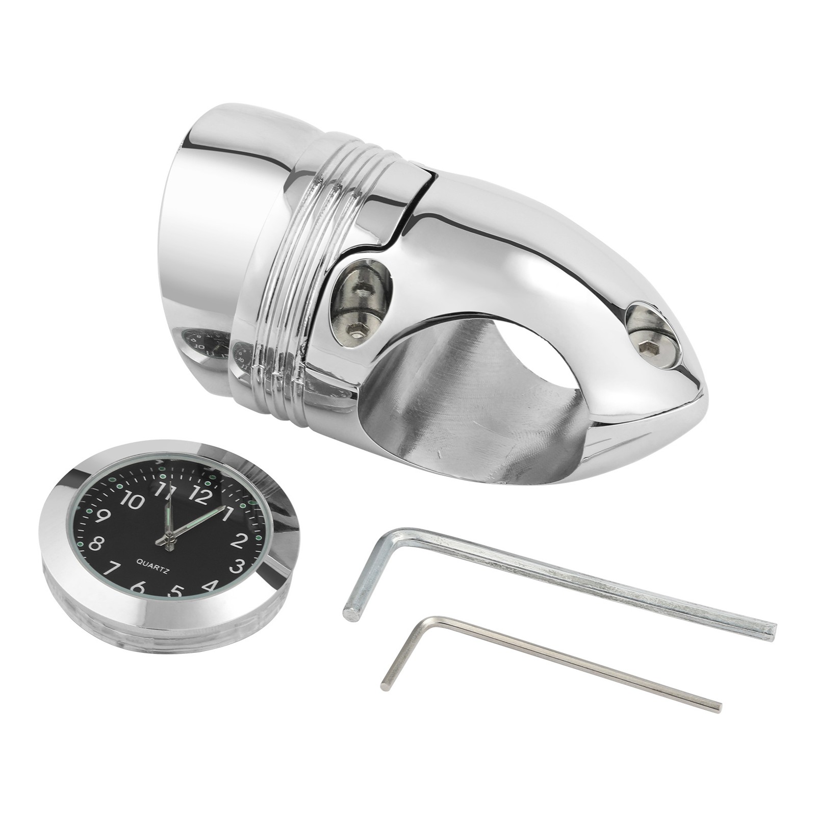 Handlebar Clock Chrome 1.25″ Mount Fit For Universal Motorcycle