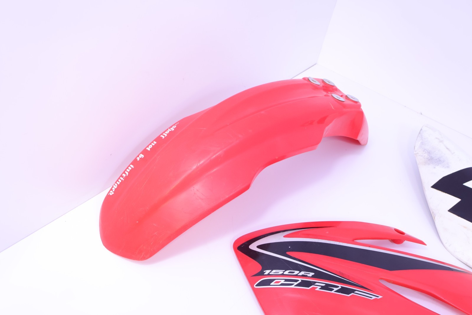 07-26 Honda CRF 150RB Plastics Front Fender Side Shrouds panels Plates