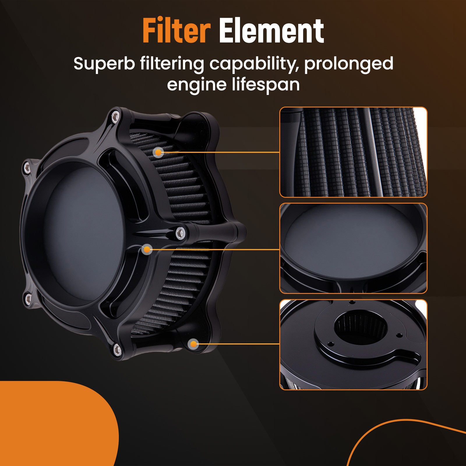 Black Air Filter System for Harley Dyna FXDLS 2017 CNC Billet Aluminum