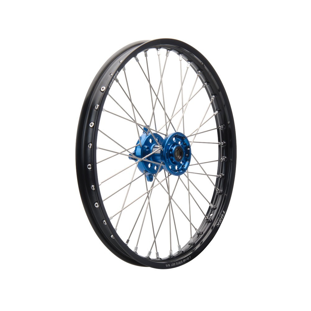Tusk Impact Front Wheel 19×1.40 Black Rim/Silver Spoke/Blue Hub – Kawasaki KX85