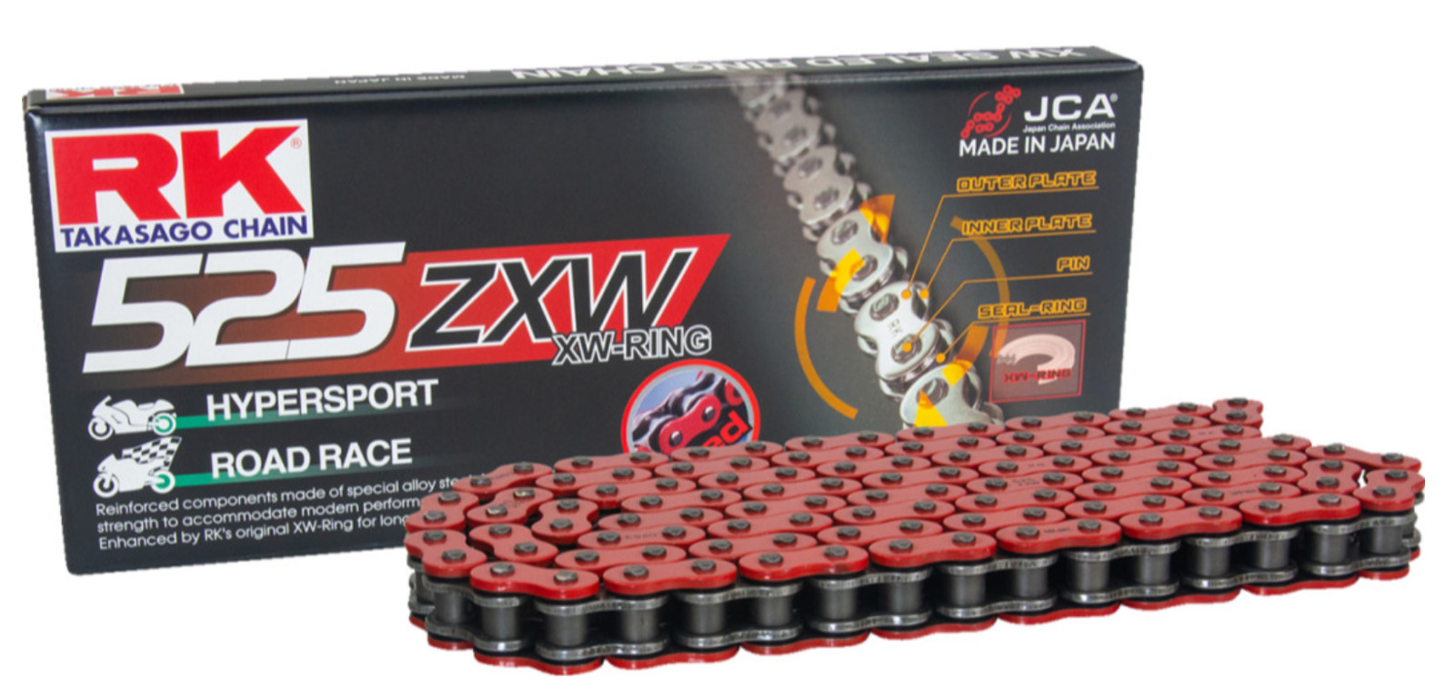 RK – RR525ZXW-150 – 525 ZXW XW-Ring Chain, 150 Links – Red