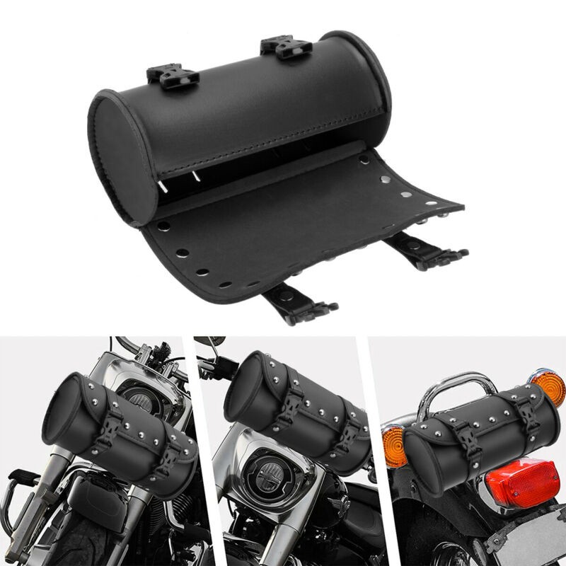 21CM Motorcycle Front Fork Tool Bag Pouch Storage Luggage SaddleBag Leather