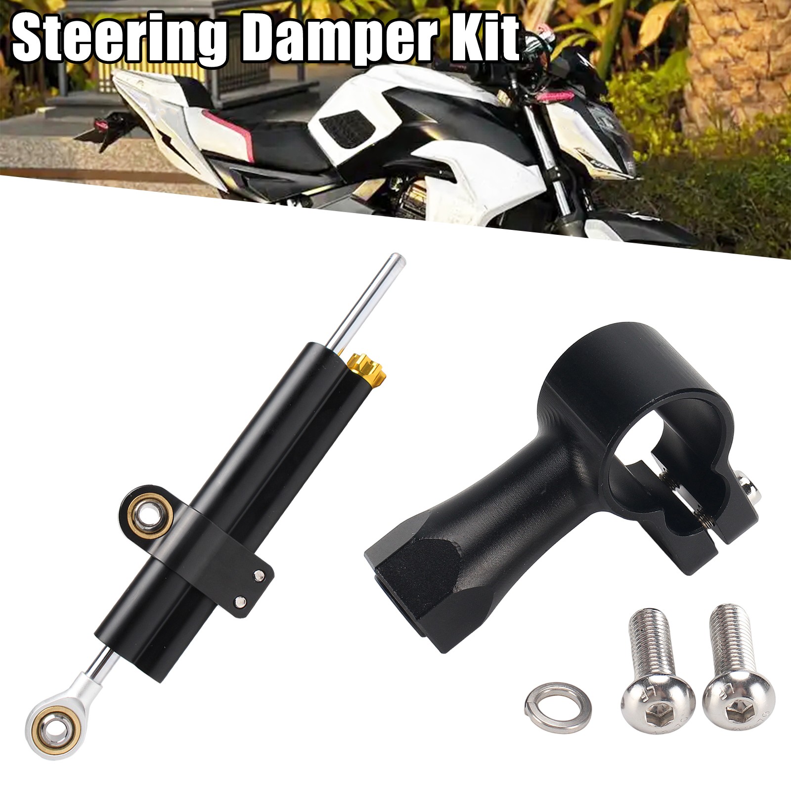 Linear Stabilizer Steering Damper Kit For CFMOTO 675NK 2025-ON Aluminum Black