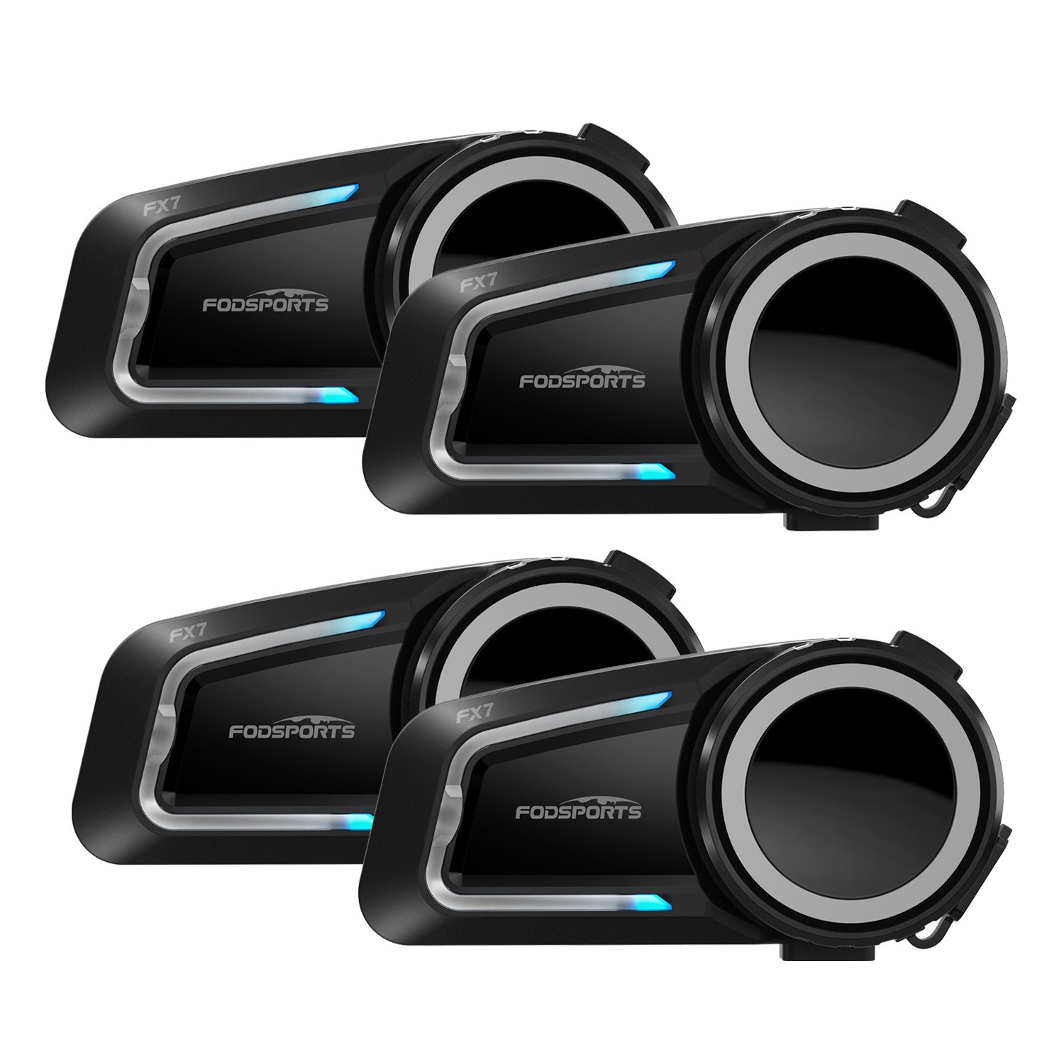 4x FX7 Motorcycle Bluetooth Headset Helmet Intercom 2km 10 Riders Communication
