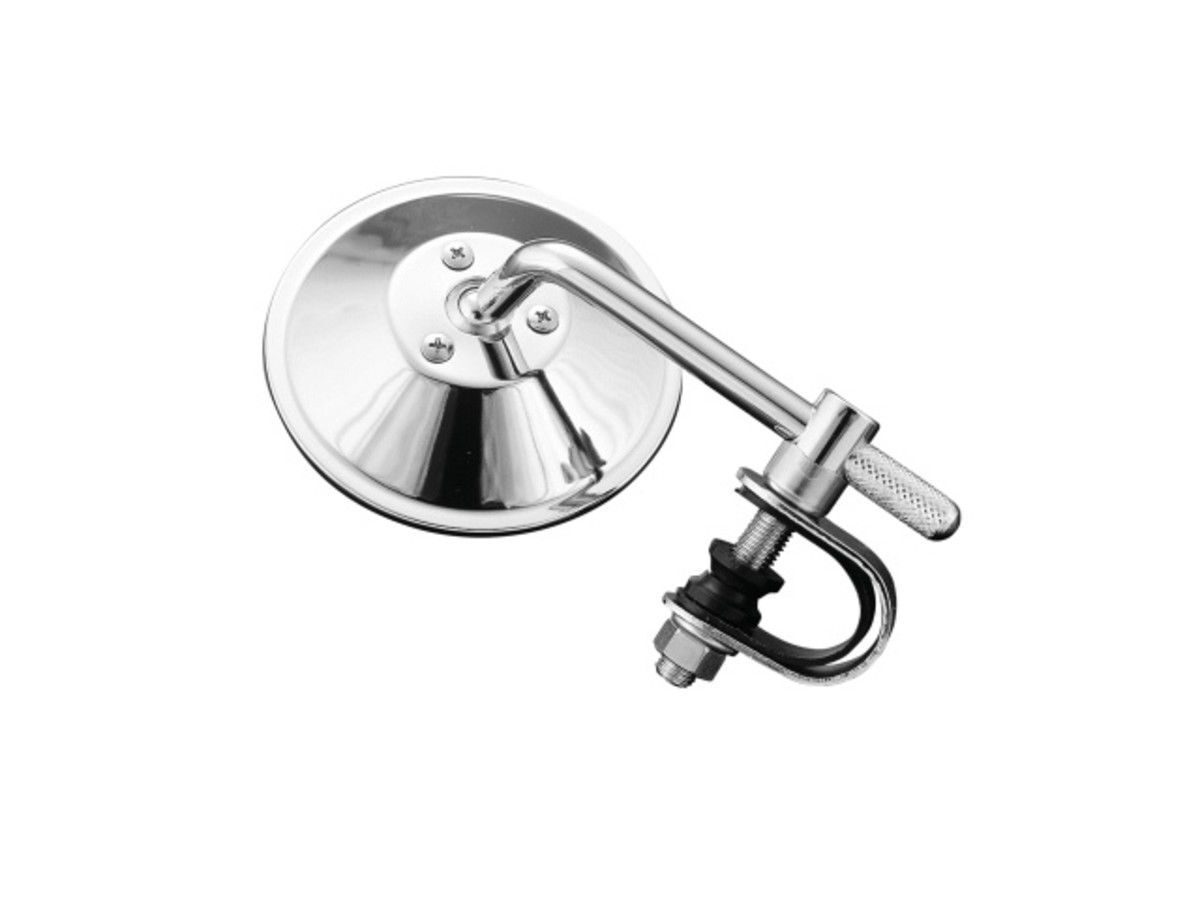 Short Stem Chrome Clamp-On 4″ Round Mirror Chopper Scooter Retro Jammer