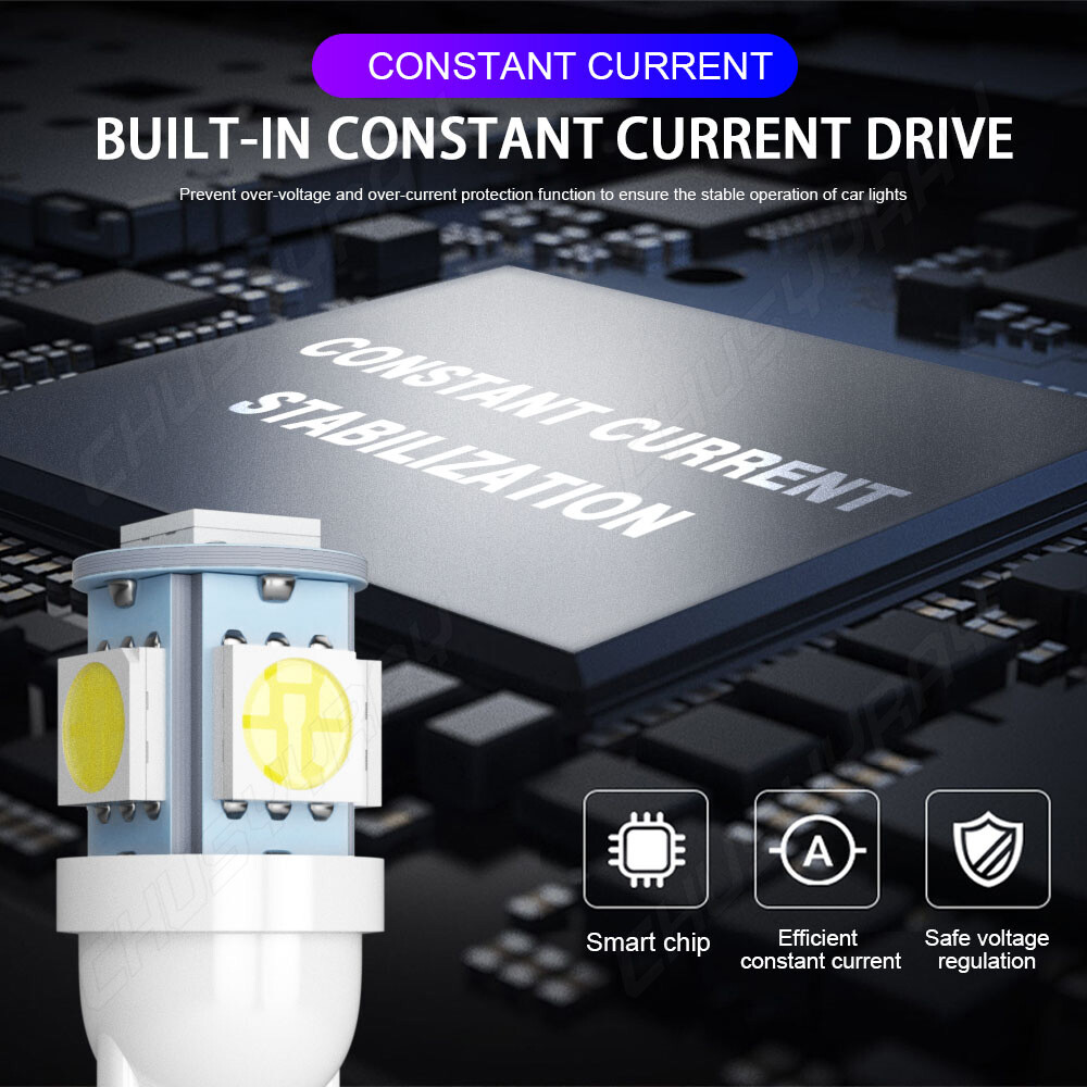 10Pcs Super White T10 Wedge 5-SMD 5050 LED Light bulbs W5W 2825 158 192 168 194