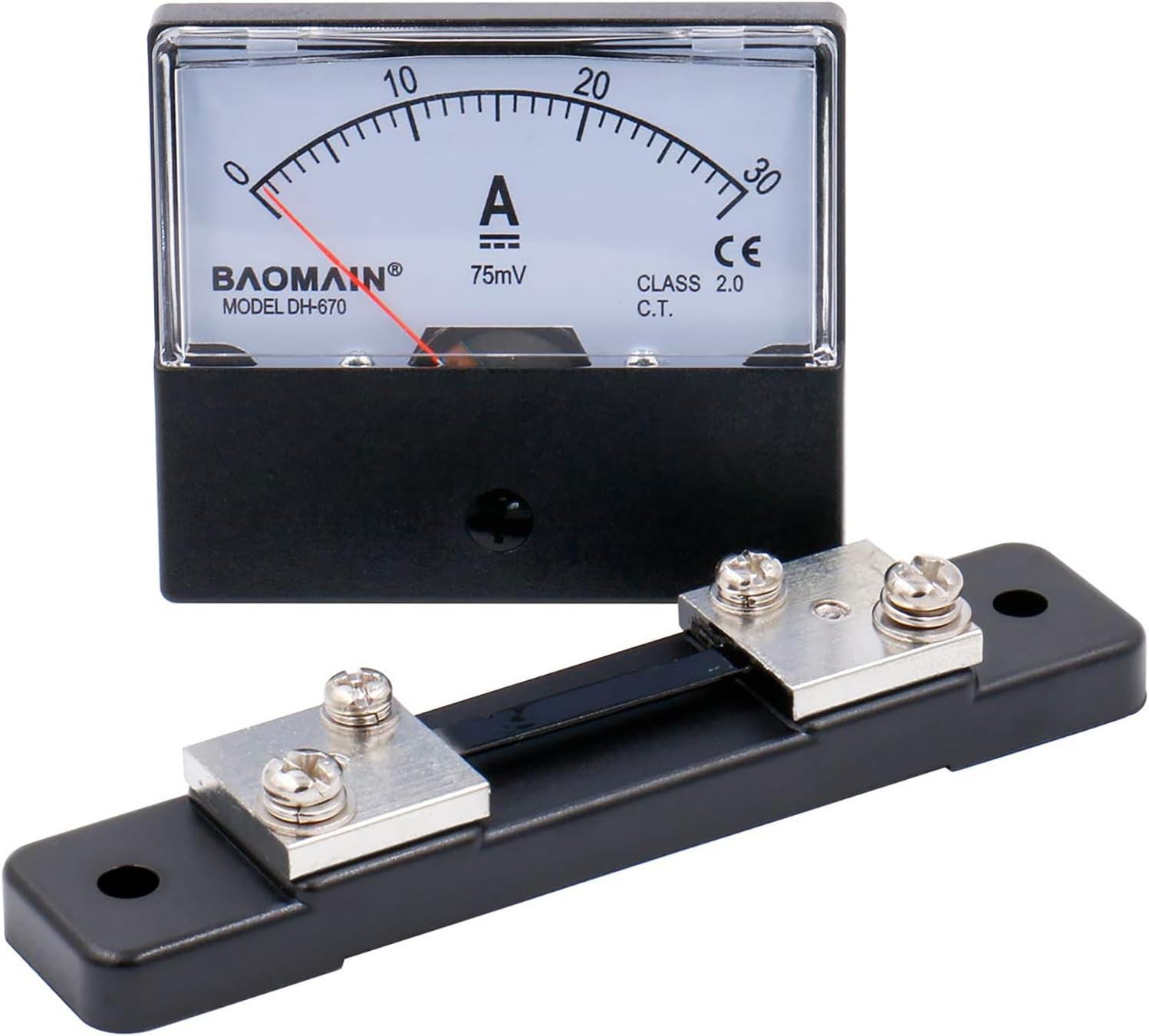DH-670 30A Analog Panel Ammeter DC 0-30A 75mV External ShuntSize: DC 30A