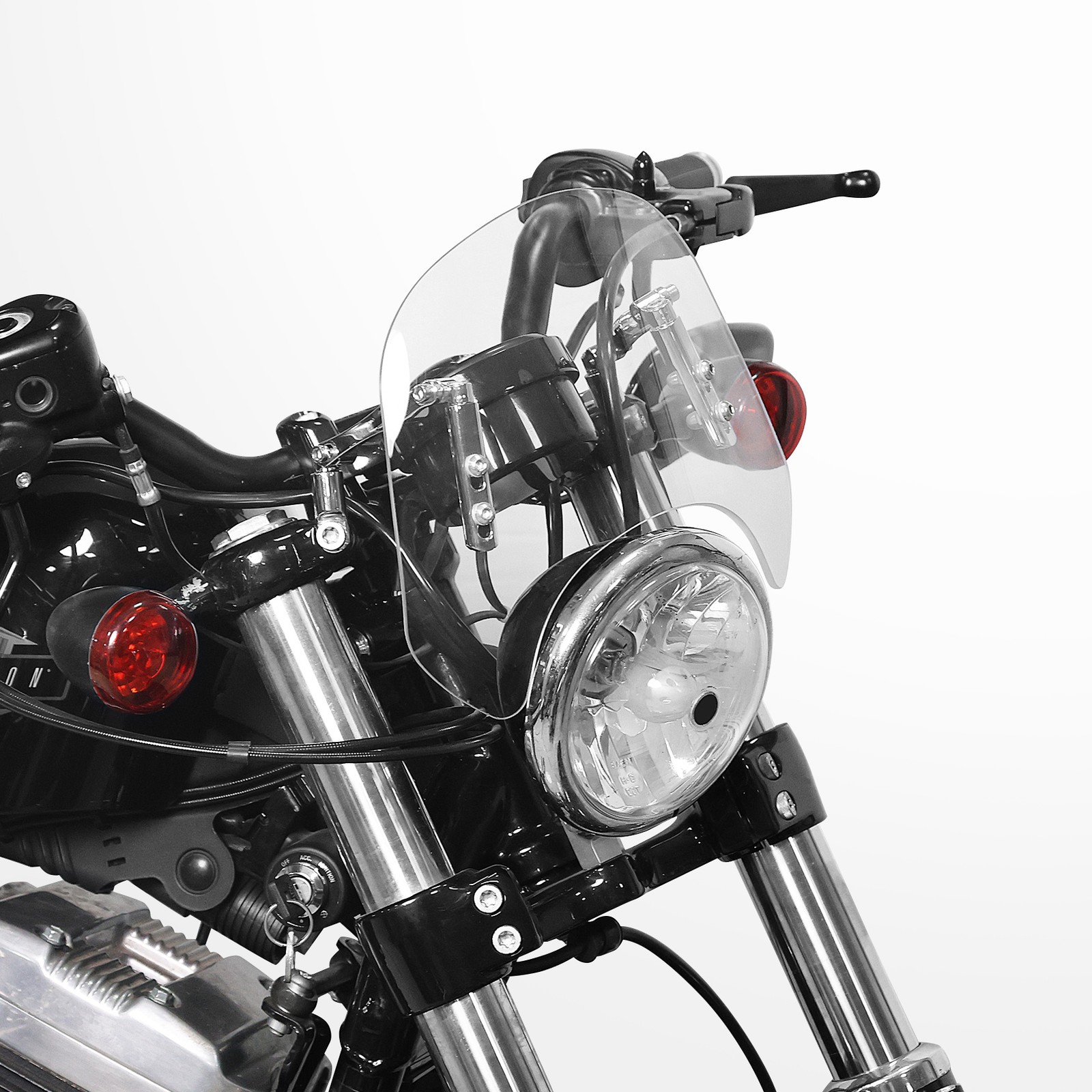 Universal Motorcycle Windshield Windscreen Clear Fit For 5”-7” Round Headlight