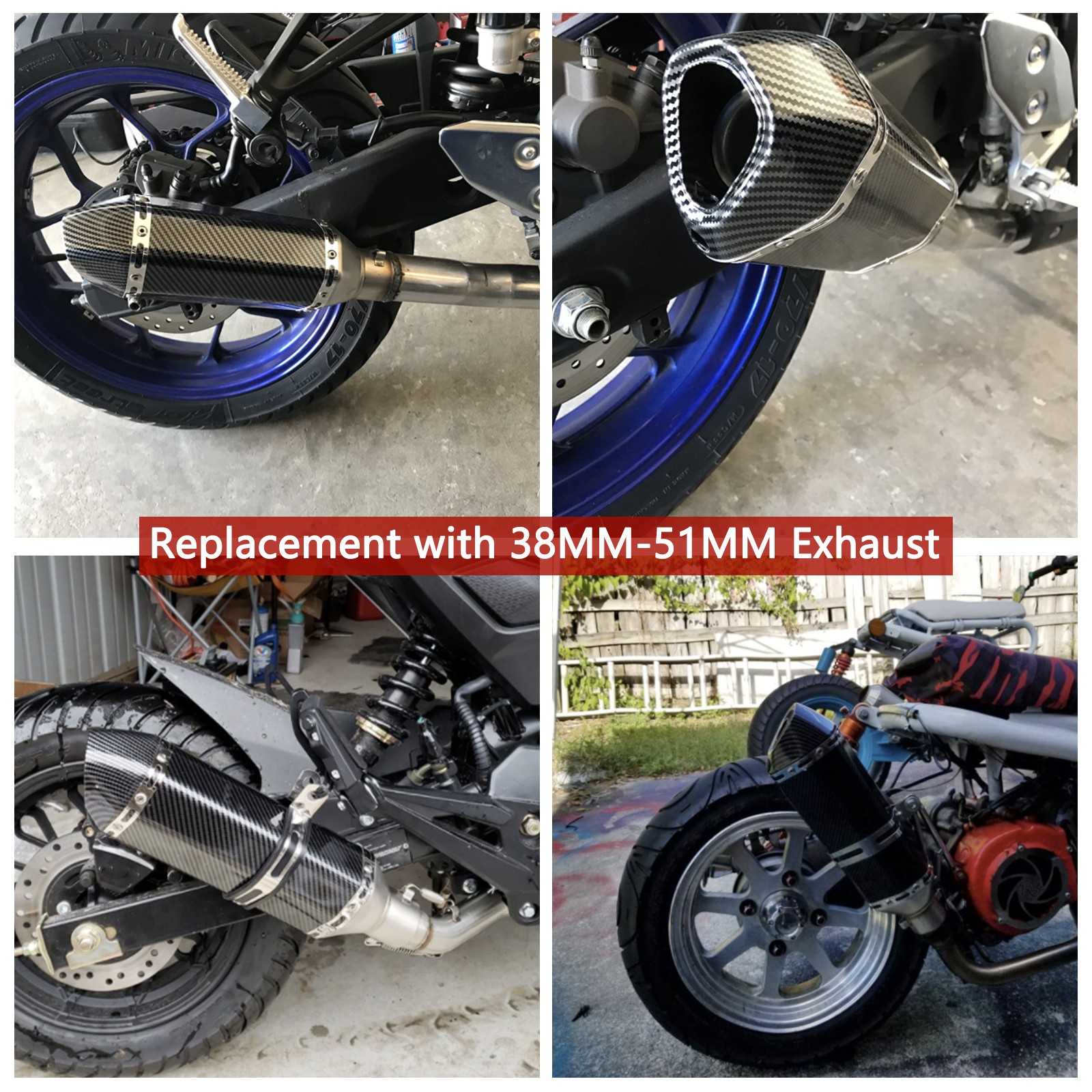Slip On Exhaust Muffler Tail Pipe DB Killer For 38-51mm Universal Motorcycle ATV