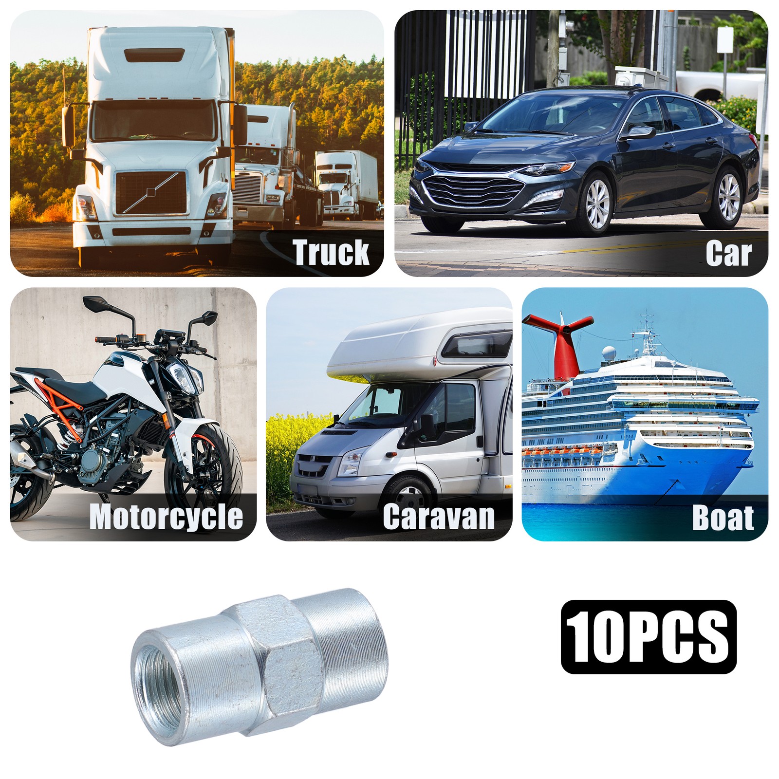 10pcs Motorcycle Brake Line Tube Fittings M10x1mm for 3/16 Hydraulic Brake