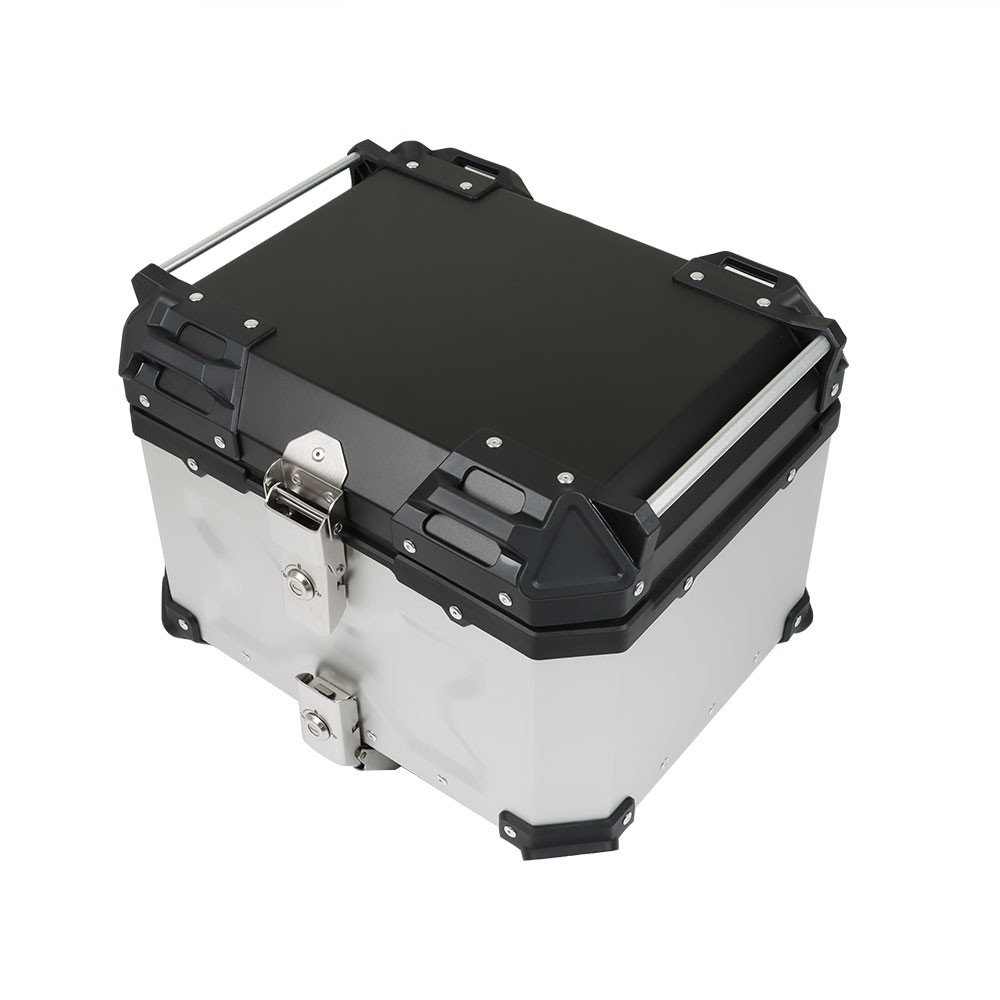 Motorcycle Silver Trunk Rear Tour Tail Box Luggage Aluminum Top Case Storage 45L