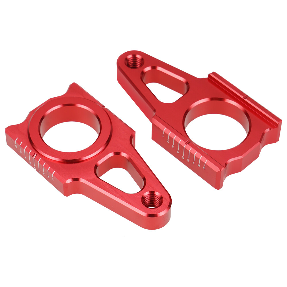 CNC Rear Axle Adjuster Blocks For Honda CRF450R 2002-2023 CRF450X 2005-2023 Red