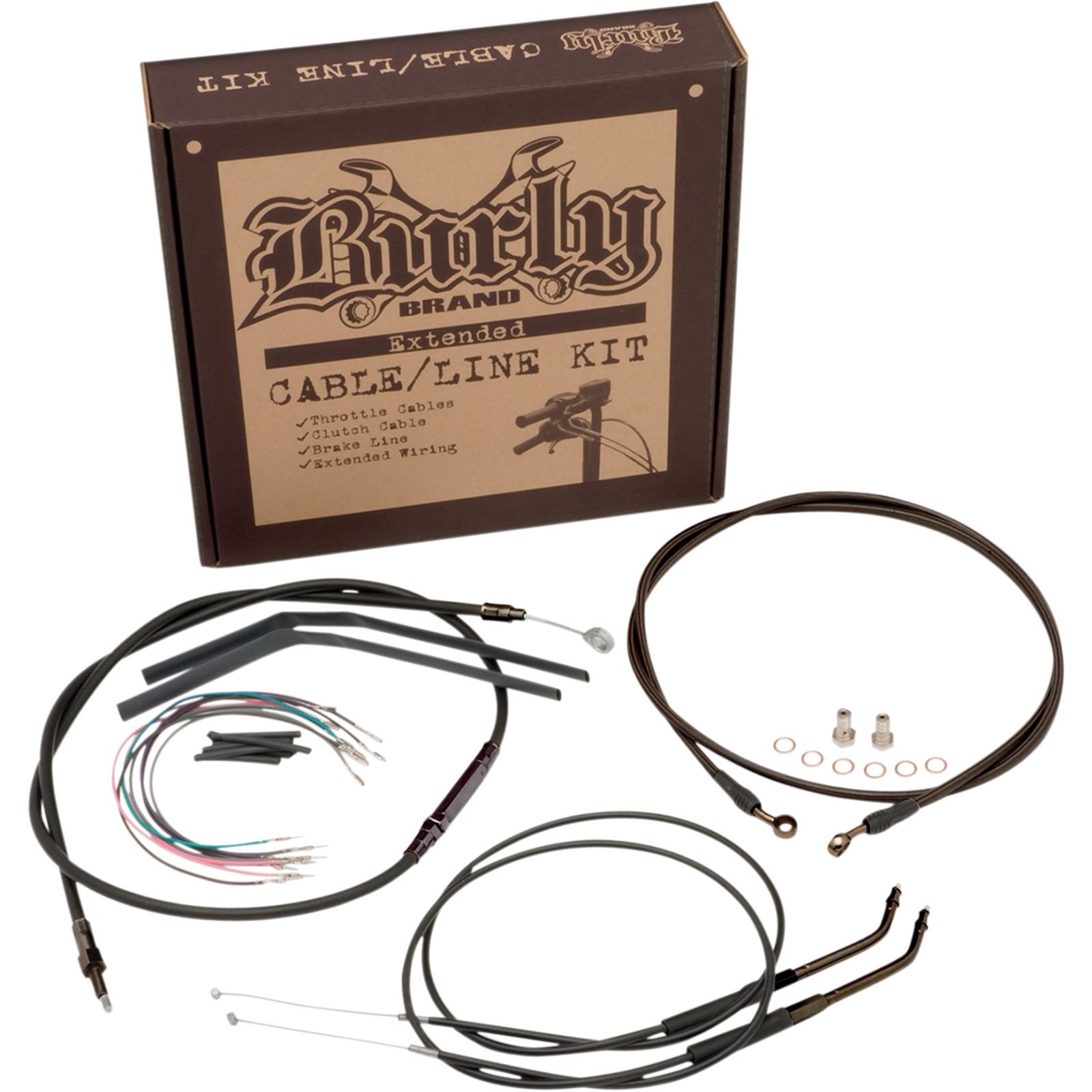 Burly Brand Complete Black Vinyl Handlebar Cable/Brake Line Kit For 12″ B30-1033