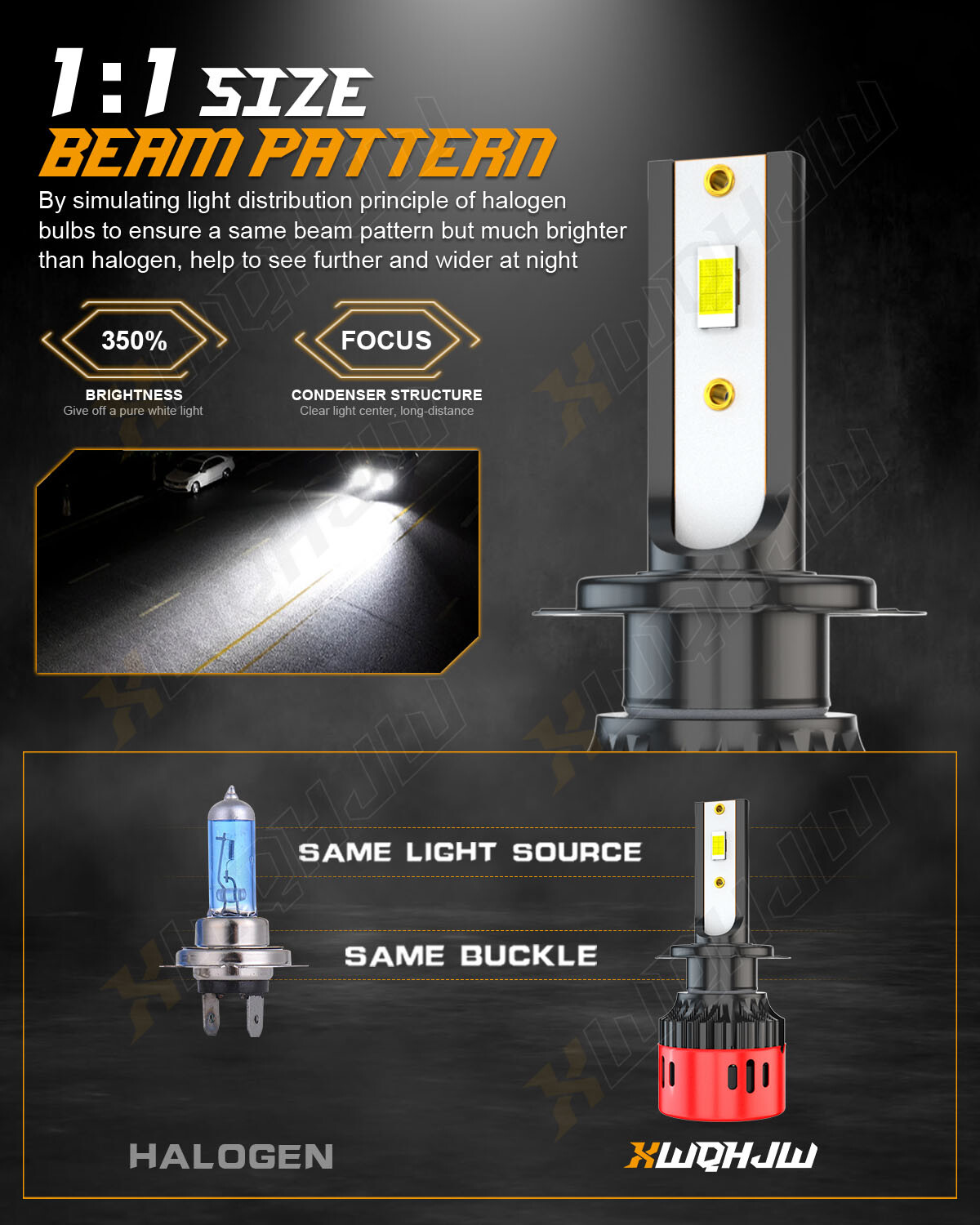 2X H7 LED Headlight Bulb For Kawasaki Ninja ZX6R ZX636C 2003-2006 ZX636E 2013-14
