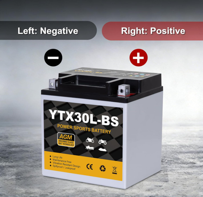 Batería Moto AGM Sellada 12V 30Ah 400CCA Libre de Mantenimiento YTX30L-BS