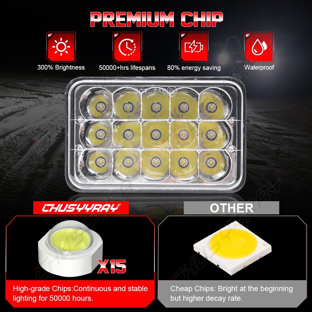 6×4 60W Led Headlight For Deere 6000-7010 Series LED Hood Light-Hi/Lo
