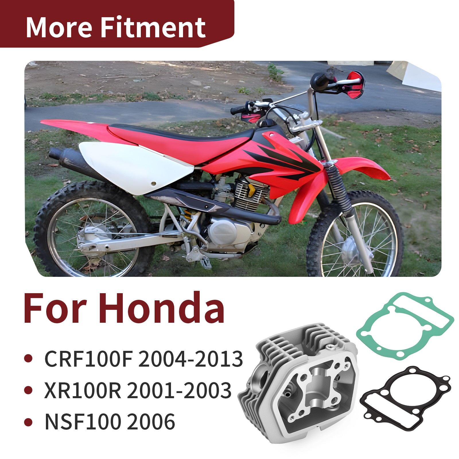 Cylinder Head w/ Gasket For Honda CRF100F 2004-2013 XR100R 2001-2003 NSF100 2006