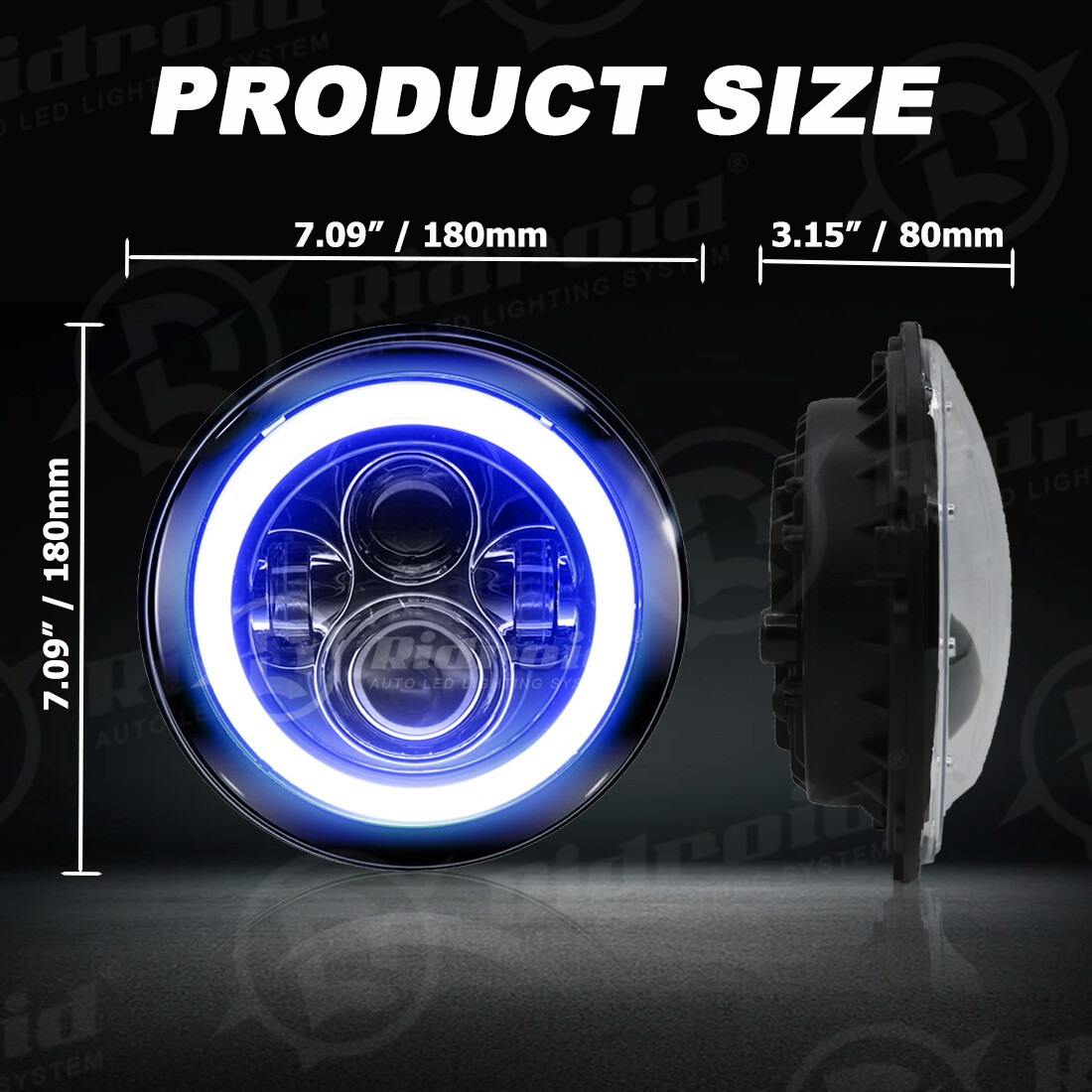 7″ inch LED Headlight Blue Halo Angel Eyes for Harley Davidson Street Glide FLHX
