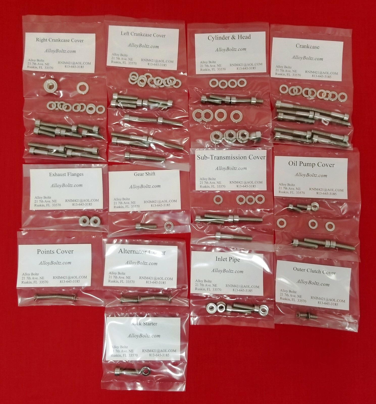 HONDA 1966-1979 CT90 TRAIL POLISHED STAINLESS STEEL ENGINE BOLT SCREW KIT SET