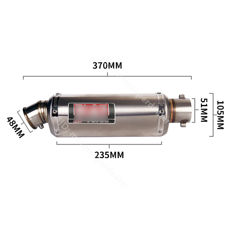 51mm Motorcycle Exhaust Tips Muffler Tail Pipe Long with DB Killer 310/370/440mm