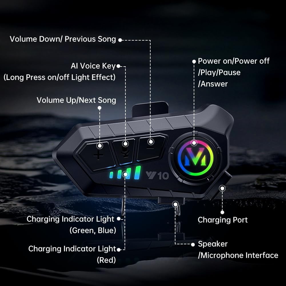 Motorcycle Bluetooth Headset Speaker Skiing Earphone Waterproof Bluetooth Helmet