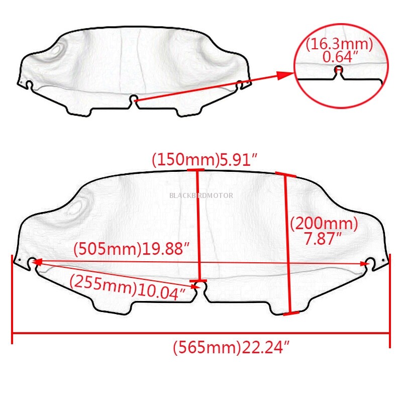 6/8″ Wave Windshield Windscreen For Harley Touring Electra Street Glide 96-2013