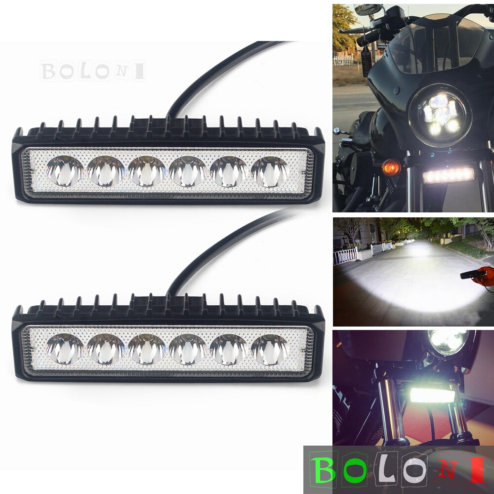 2X Motorcycle Off Road 18W LED Fog DRL Lamp Work Light Bar 12/24V SUV For Harley