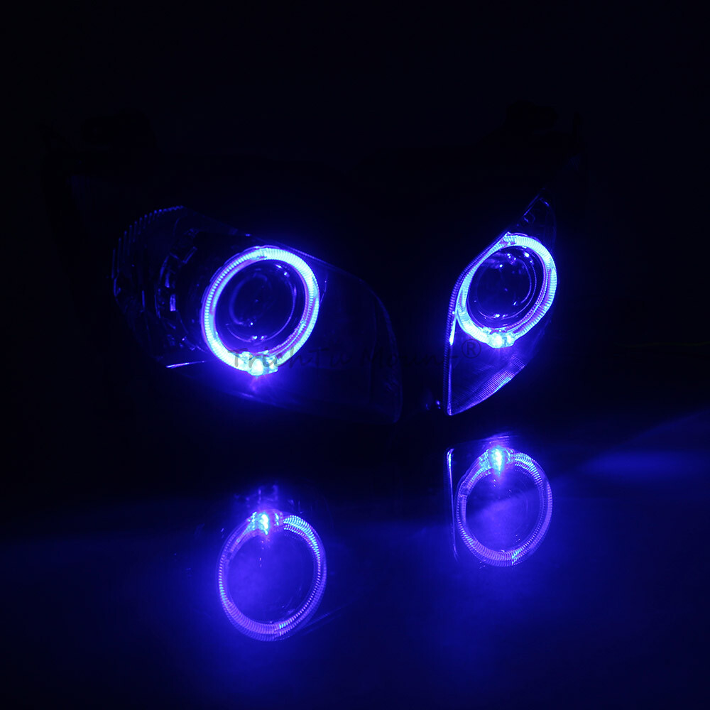 Customized Headlight Assembly w/Blue Angel Eye For Yamaha FZ1 FZ-1S Fazer 06-15