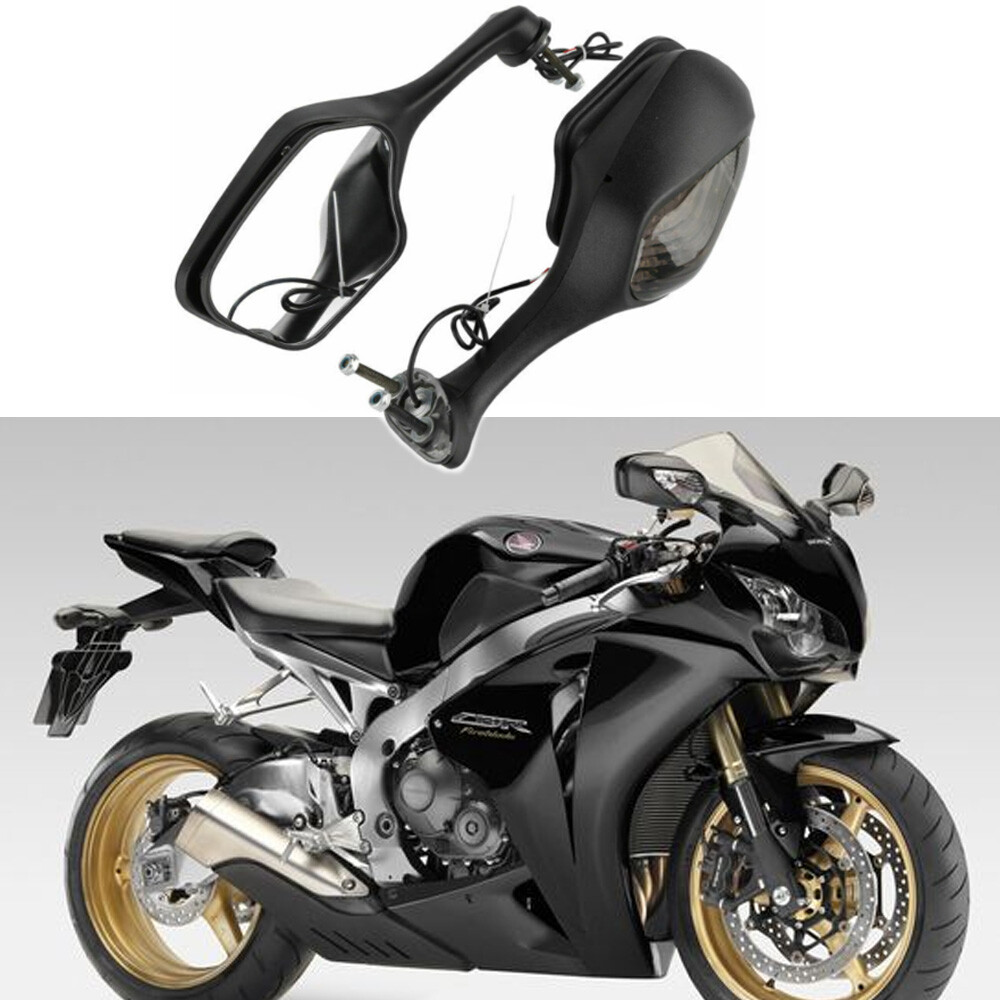 For 2008-2012 Honda CBR 1000RR CBR1000RR Black Side Mirrors w/ LED Turn Signal A
