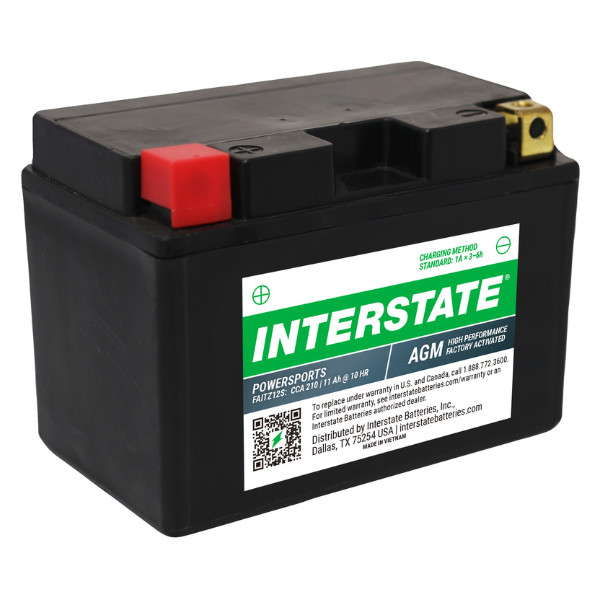 Interstate Batteries YTZ12S Factory Activated 12V 11Ah AGM Powersports Battery