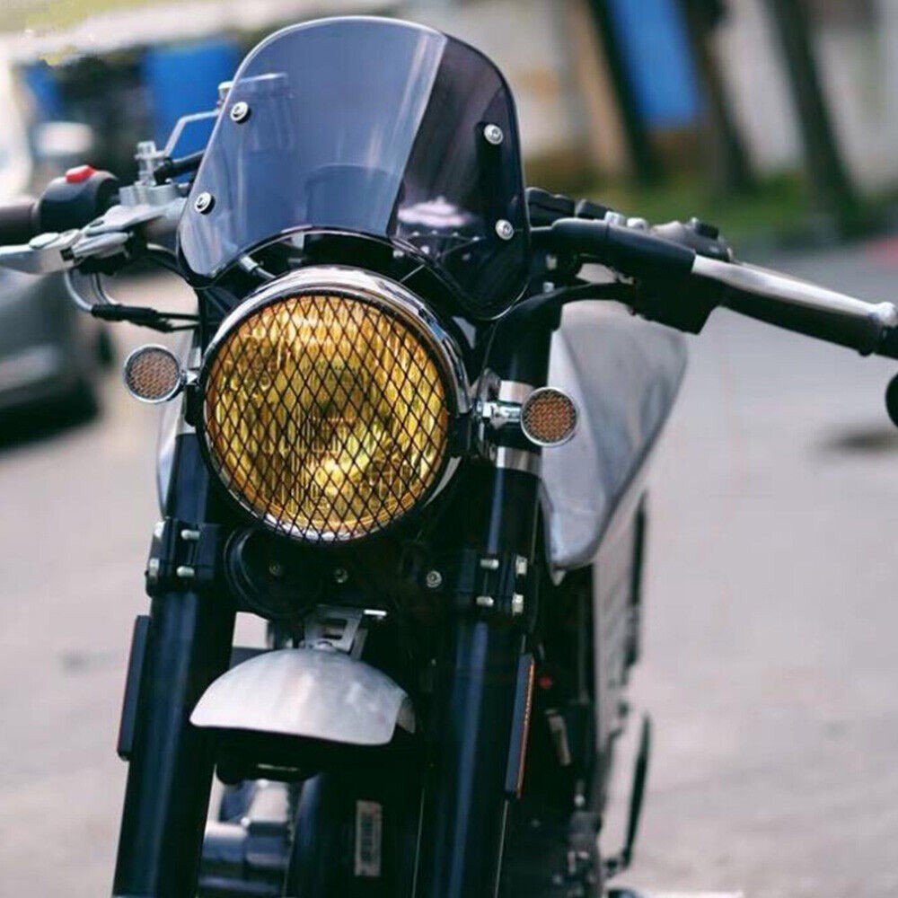 5″-7″ Round Headlight Universal Motorcycle BLACK Windshield Windscreen For Honda